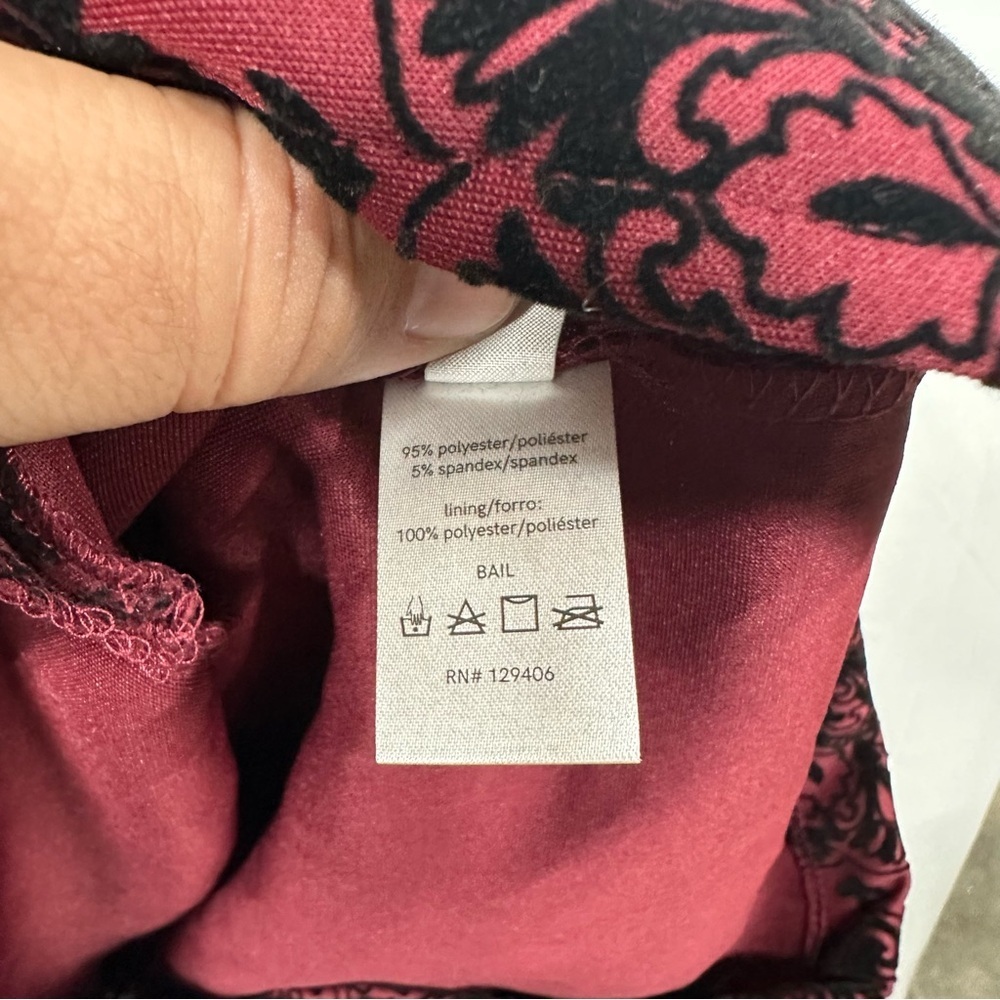 VENUS Burgundy Flocked Velvet Off-Shoulder Dress Size 14 - Picture 6 of 7
